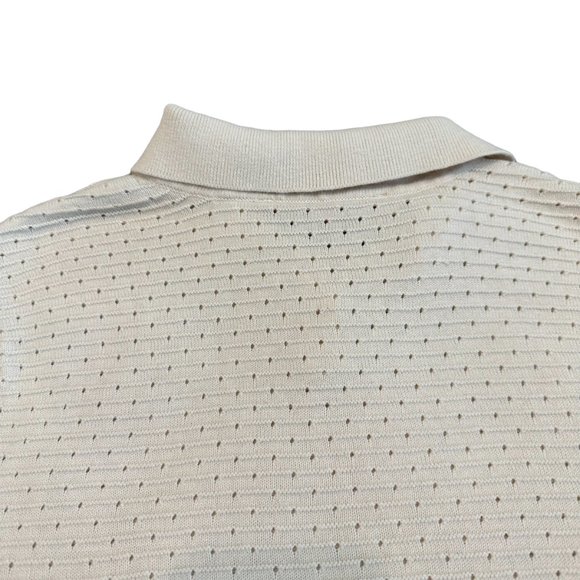 Modcloth Ivory Perforated Knit Polo Shirt Short Sleeve Size Medium Women's - Picture 7 of 10